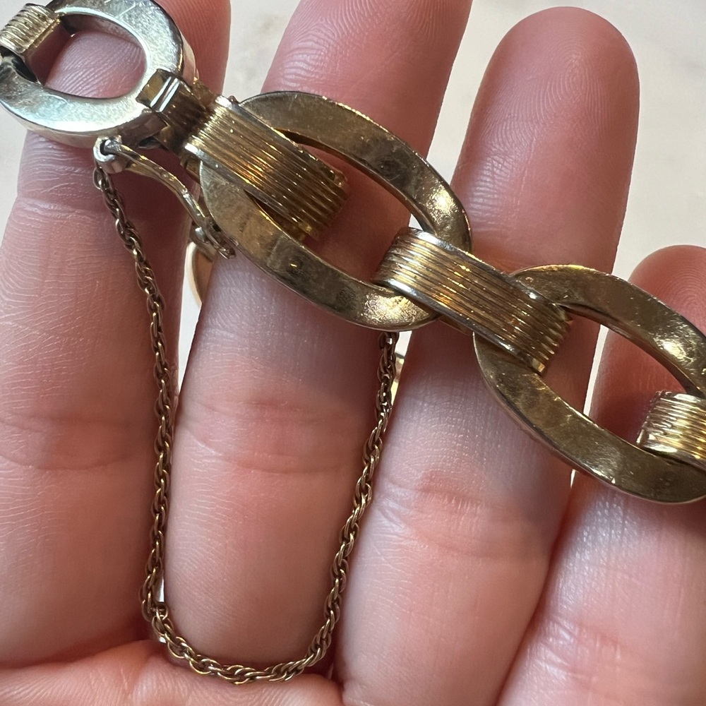 SOLD Vintage 1959 Grosse Germany Modernist Link Bracelet 7.75” | Dior Era - Picture 5 of 8